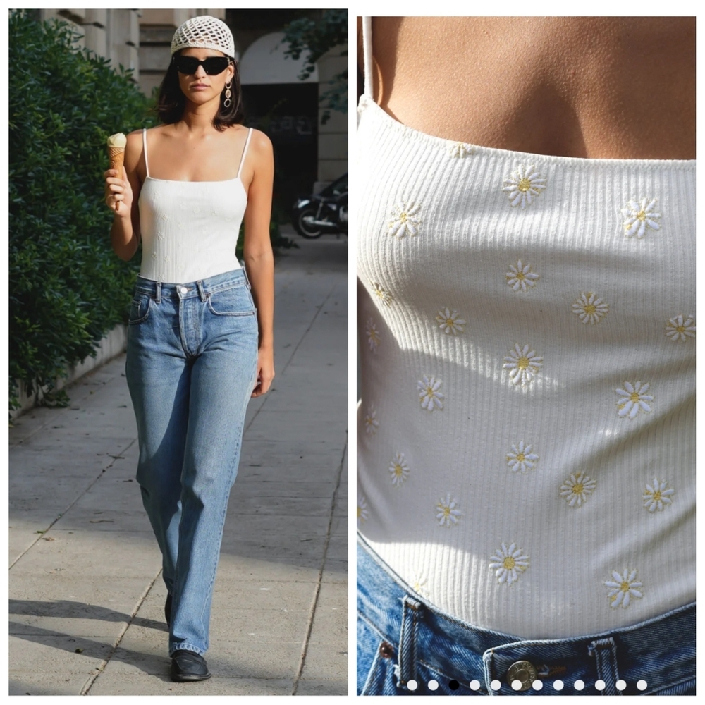 ICONE mara white bodysuit french embroidery NWT small